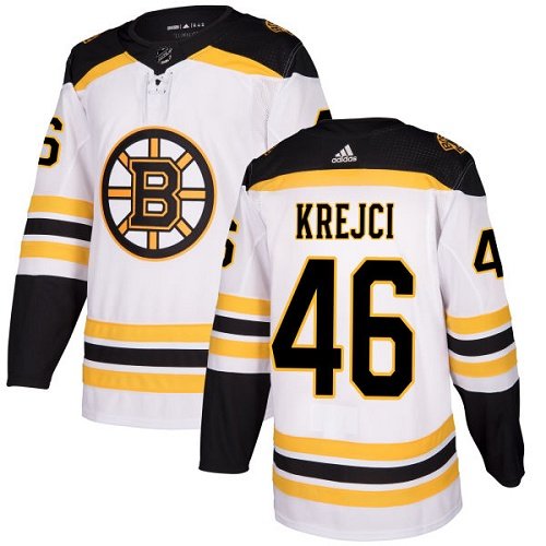 Boston Bruins #46 David Krejci Authentic White Away Jersey