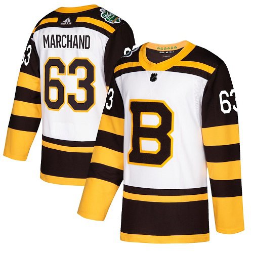 Boston Bruins #63 Brad Marchand White Authentic Jersey